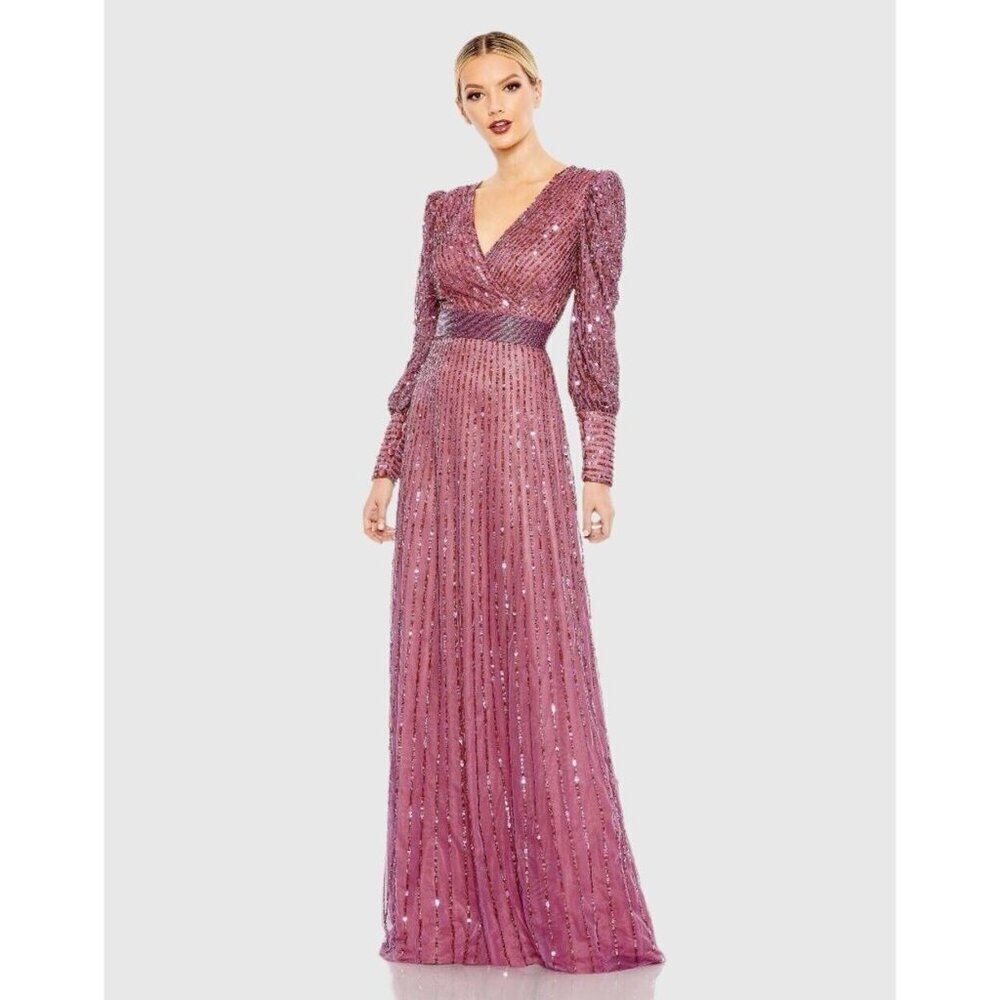 Mac Duggal Rose Sequin Maxi Gown